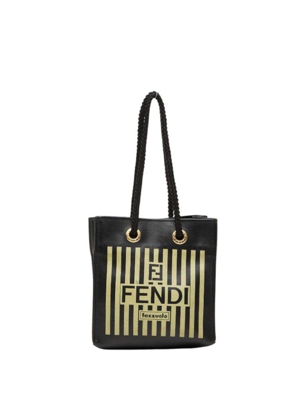 Fendi Fazzuolo Mini Handbag Black Yellow Leather